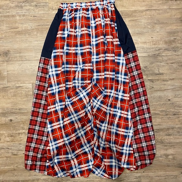 Plaid Print Skirt High Low Maxi - Picture 2 of 4